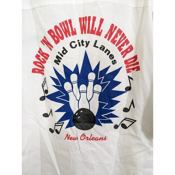 Hilton Mens XL Vintage Bowling Shirt Rock n Bowl Super Bowl XXXVI New Orleans - Picture 2 of 7